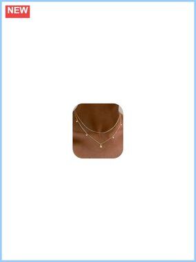 Layered Gold Plated Necklace Set with Zirconia Charm